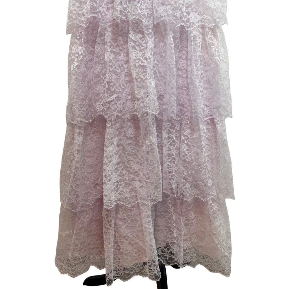 Vintage ILGWU Pink Lace Prairie Dress Made USA Coquette Fairycore Cottage 5 - Picture 11 of 16